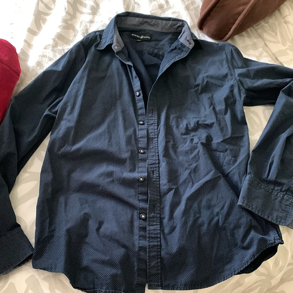 Men’s Collared Tiny Polka Dot Pattern Button Down - image 1